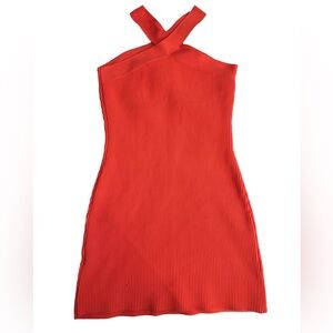 Sincerely Jules red orange halter mini dress